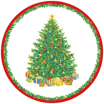 Caspari Christmas Tree Paper Placemats Round 12-In Caspari